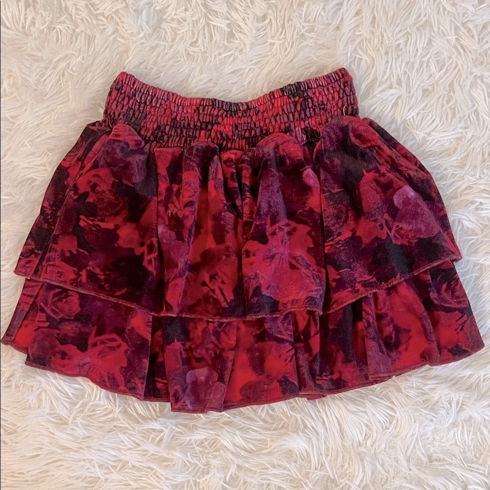 Chelsea & Violet Velvet Skirt Multi Crimson Size 4 NWT